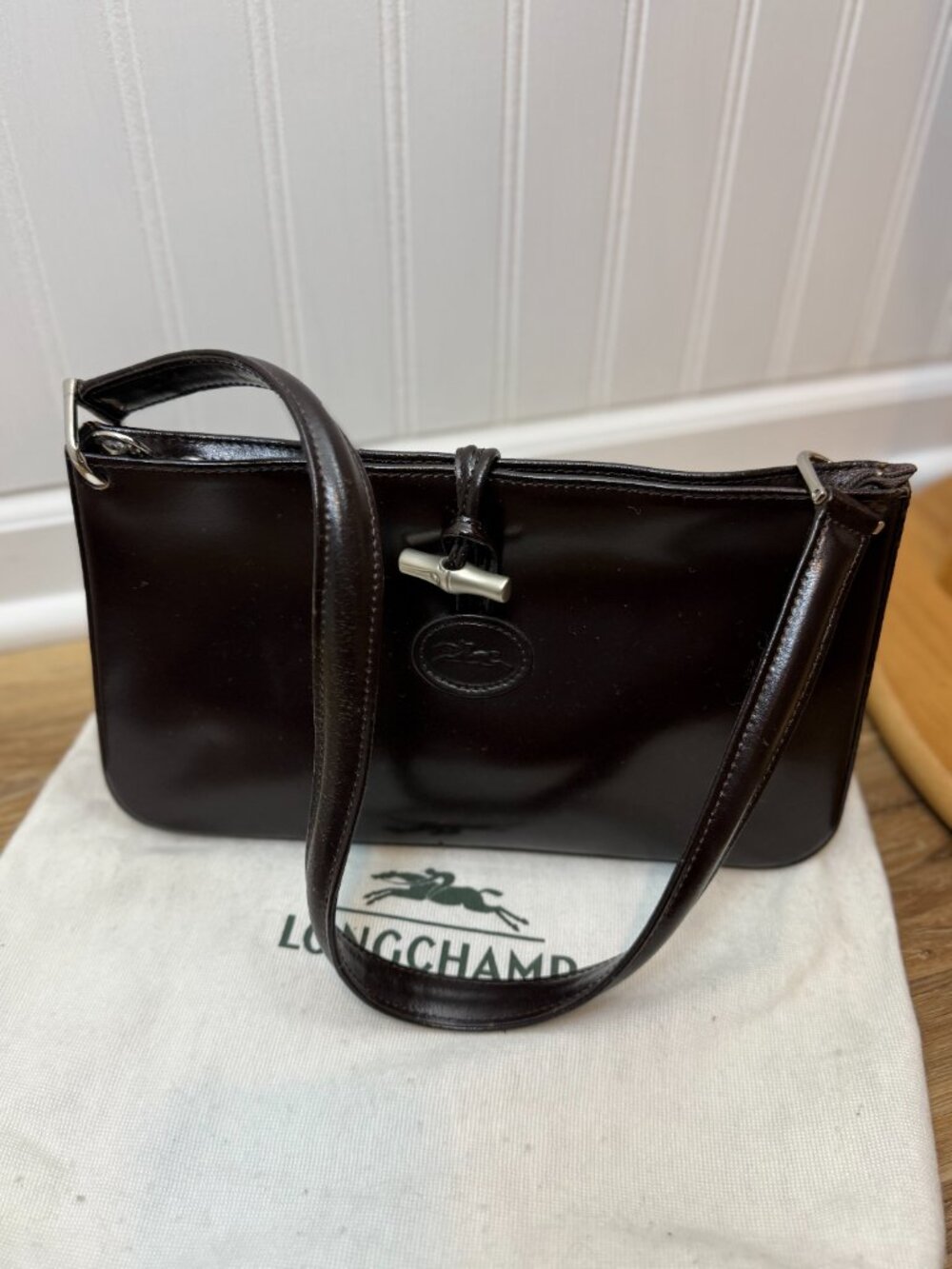 Longchamp Roseau Baguette Brown Leather Shoulder Bag